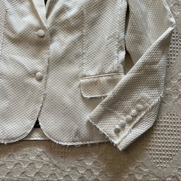 Zadig & Voltaire Virgin BF Blazer Raw Edge White Jacket Size 8 - Picture 6 of 12